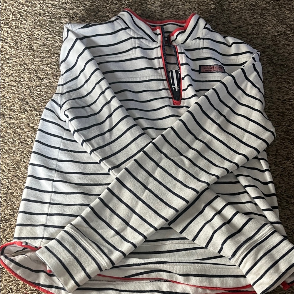Vineyard Vines Kids Striped Hoodie - Navy and Red